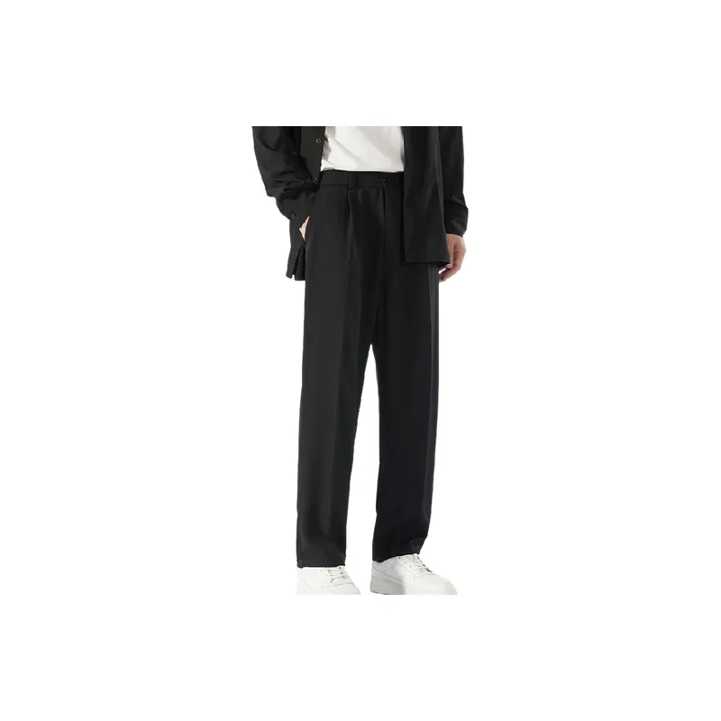Basics Loose Polyester Casual Pants-2