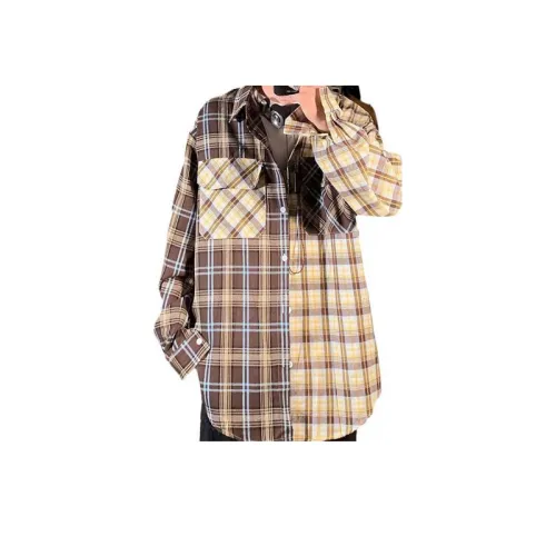 High Street Stitching Plaid Long Sleeve Shirt