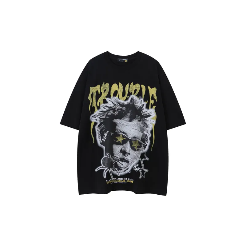 Hip Hop Character Printed Short sleeved T shirt