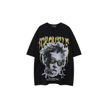 Hip Hop Character Printed Short sleeved T shirt
