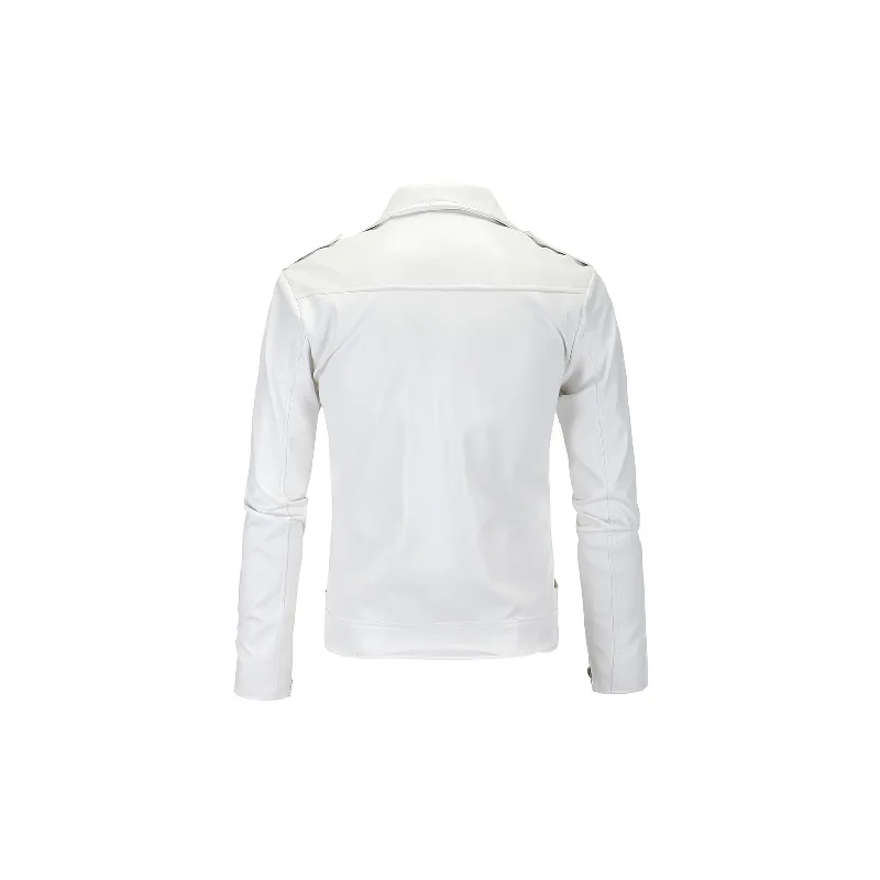 Casual Loose Synthetic Material Leather Jacket-7