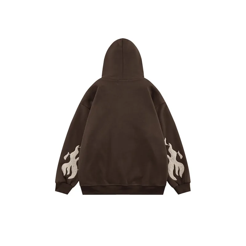 Cross Embroidered Zipper Hoodie-3