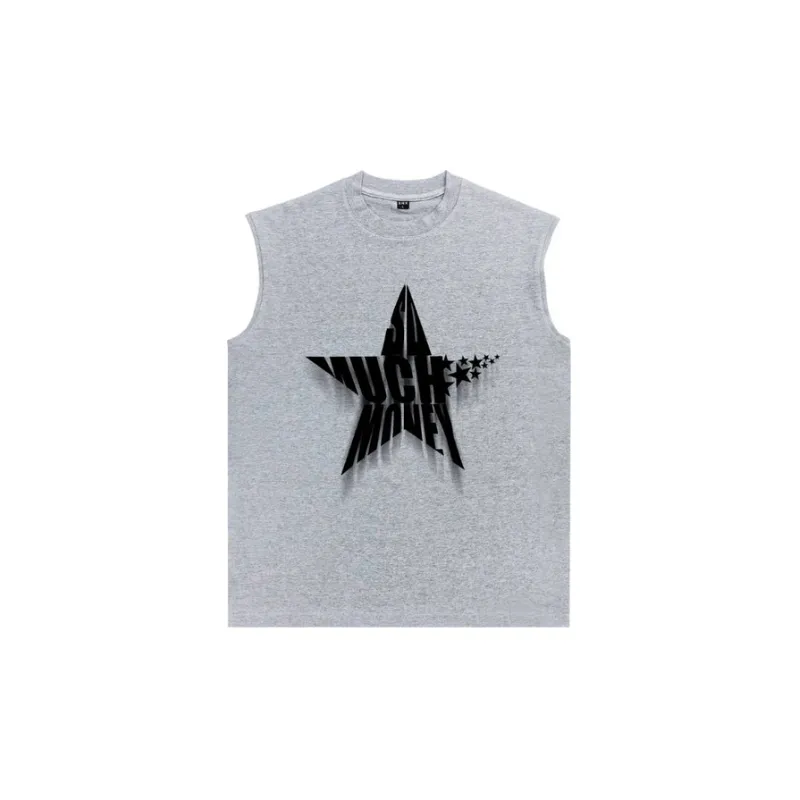 Star Letter Printed Sleeveless Vest-1