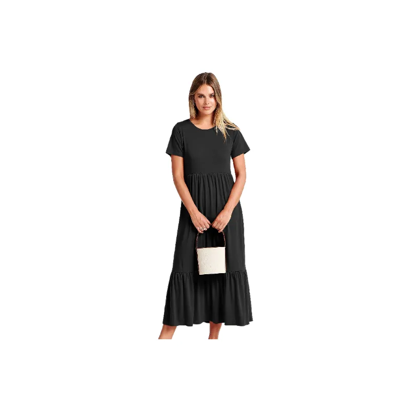 Casual Plain Cotton Dress Women-2