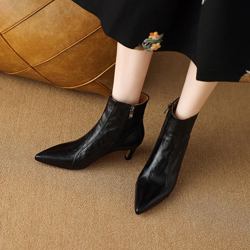 Elegant Plain Zipper Ankle Boots-5