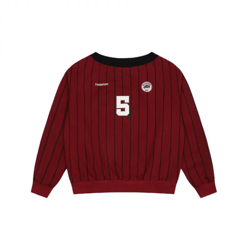 Sports Embroidered Letter Striped Cotton Sweatshirt Women-0