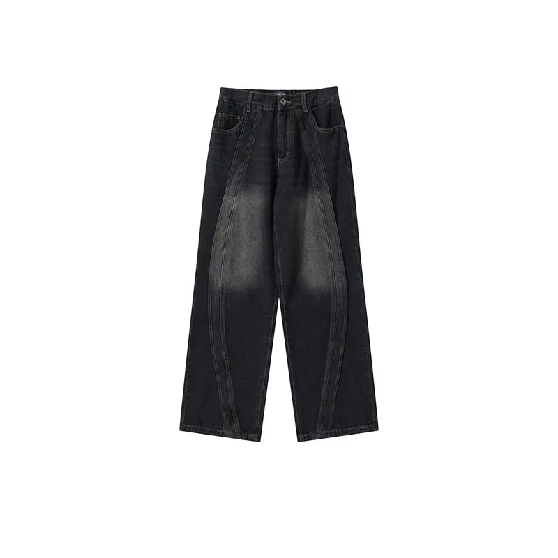 Vintage Loose Straight Stitching Jeans-4
