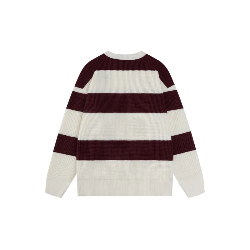 Striped Loose Cotton Blended Fabric Sweater-5