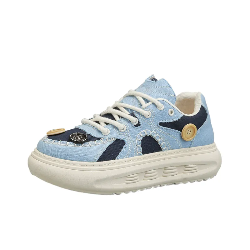 Trendy Button Canvas Shoes with Thick Soles-3