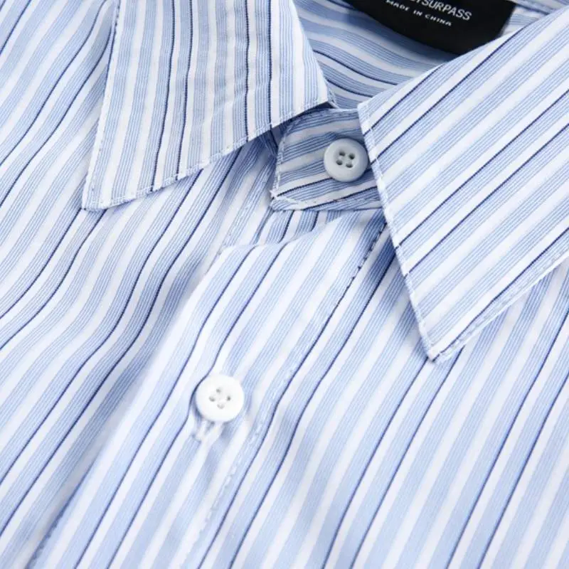 Casual Striped Long Sleeve 100% Cotton Shirt-4