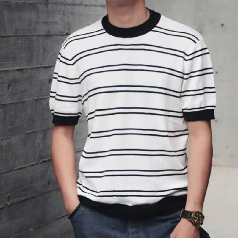 Simple Striped Tencel T Shirt-6