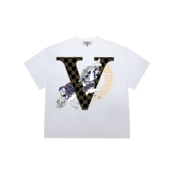 Short sleeved T shirt Printed V shaped