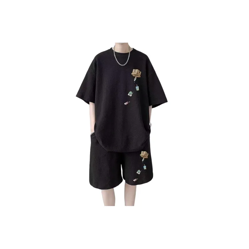Casual Two Piece Short Sleeved T Shirt and Shorts