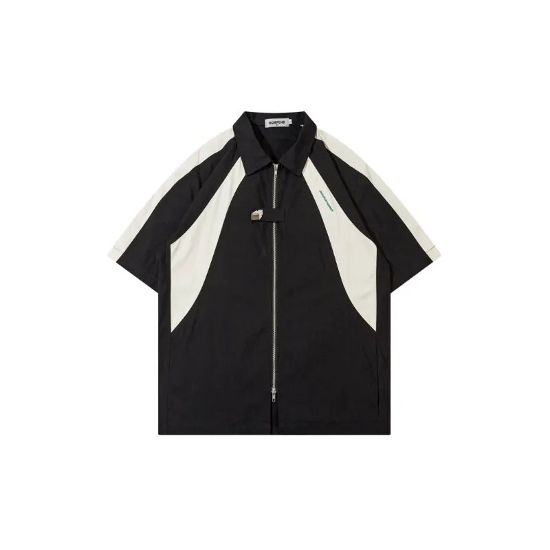 Trendy Contrast Color Linen Blend Fabric Shirt