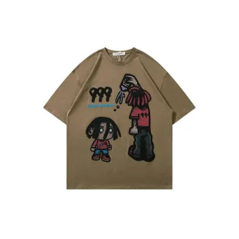 Retro Dark Style Cartoon Printed Short sleeved T shirt swag OOTD