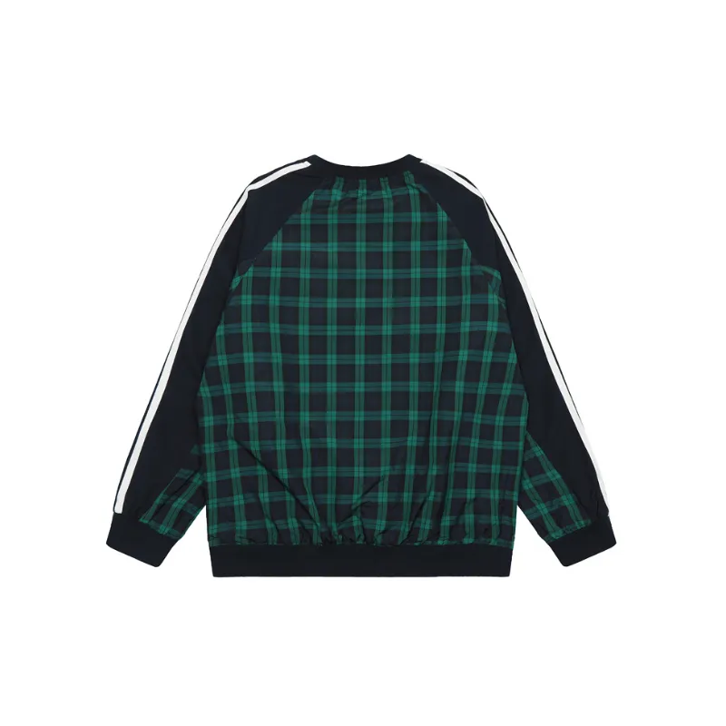 Contrast Striped Plaid Sweatshirt-1