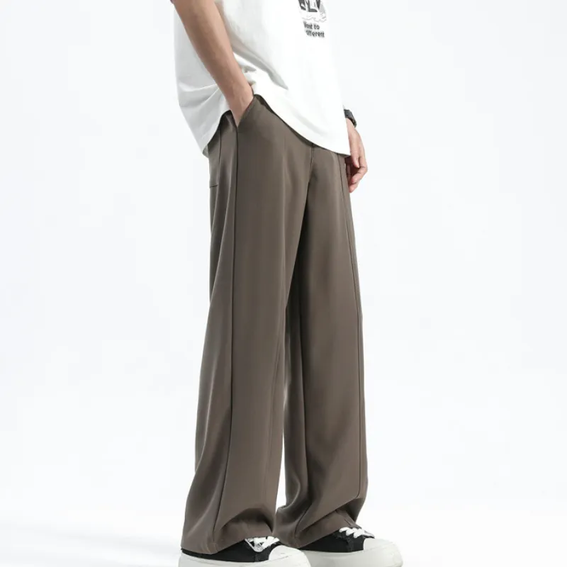 Casual Loose Blended Synthetic Fabrics Suit Trousers-7
