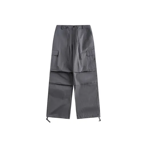 Retro Solid Color Pocket Decorative Straight Casual Pants