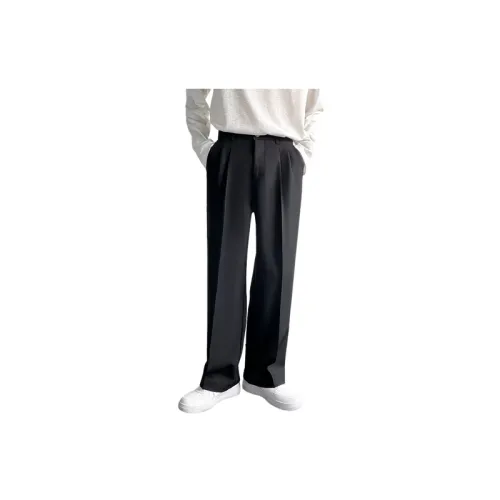 Sporty Loose Blended Synthetic Fabrics Suit Trousers