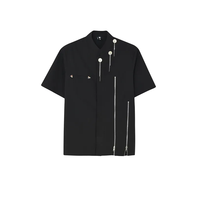 Dark Style Stand Up Collar Shirt-0