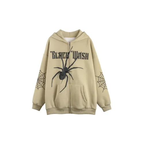 Dark Letter Spider Velvet Zipper Hooded Sweatshirt
