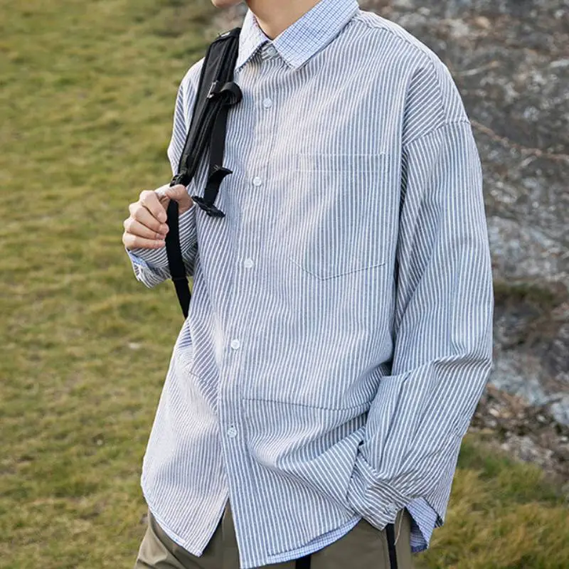 Simple Loose Cotton Blended Fabric Shirt-1