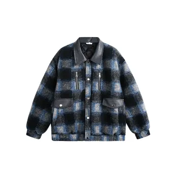 Retro Contrast Color Polyester Quilted Jacket