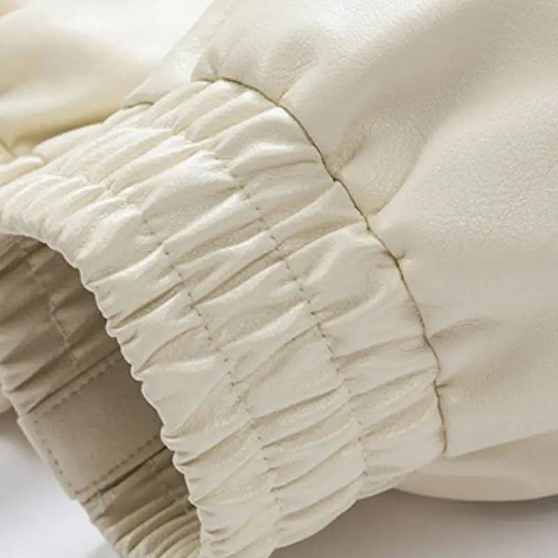 Casual Simple Polyester Leather Jacket-7